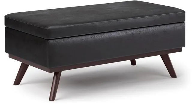 Main image of Owen - Lift Top Large Coffee Table Storage Ottoman - Distressed Black