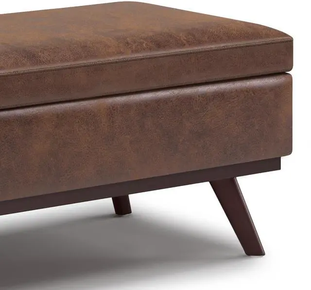 Alt view image 2 of 7 - Owen - Lift Top Large Coffee Table Storage Ottoman - Distressed Chestnut Brown