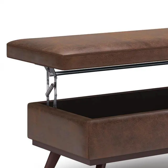 Alt view image 3 of 7 - Owen - Lift Top Large Coffee Table Storage Ottoman - Distressed Chestnut Brown