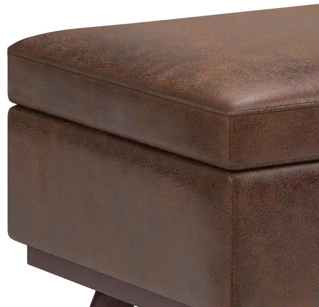 Alt view image 5 of 7 - Owen - Lift Top Large Coffee Table Storage Ottoman - Distressed Chestnut Brown