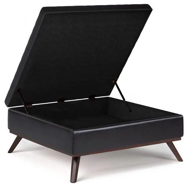 Alt view image 5 of 7 - Owen - Square Coffee Table Storage Ottoman - Tanners Brown