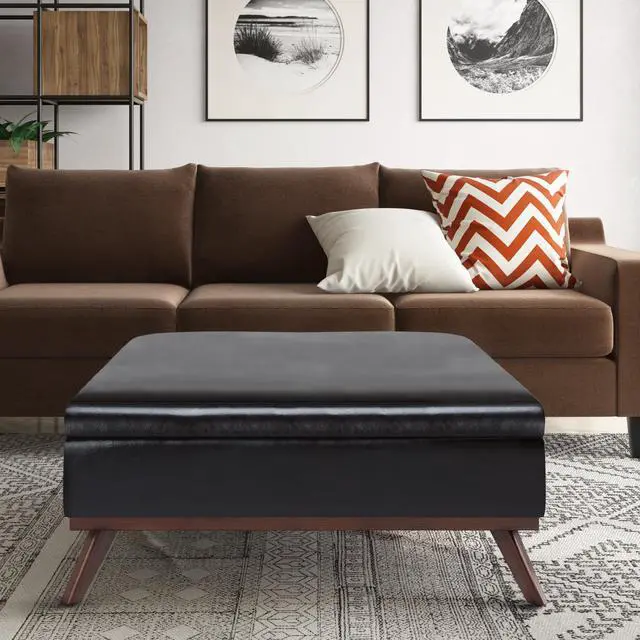 Alt view image 7 of 7 - Owen - Square Coffee Table Storage Ottoman - Tanners Brown