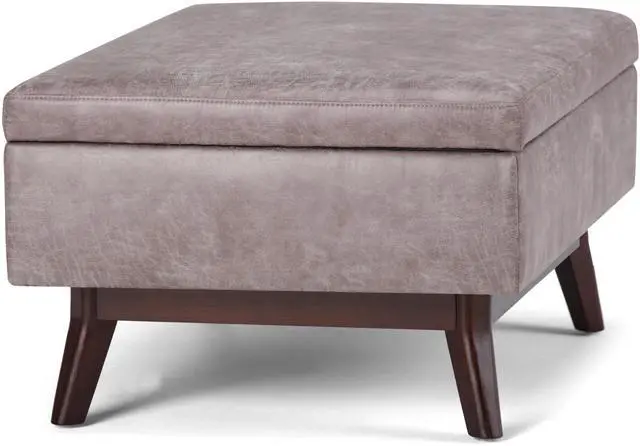 Alt view image 4 of 7 - Owen - Coffee Table Storage Ottoman - Distressed Grey Taupe