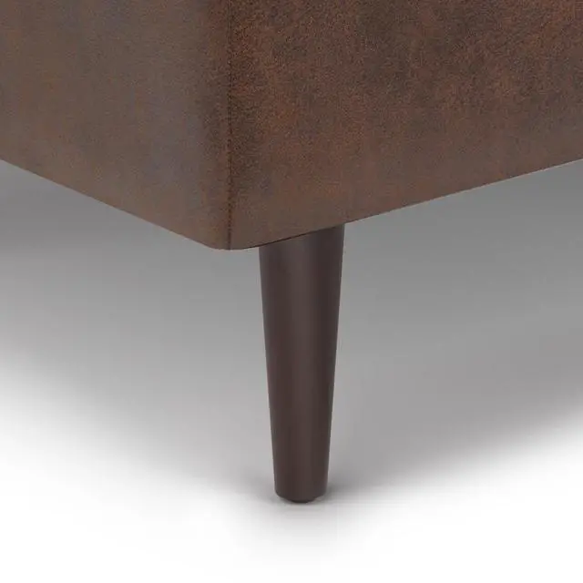 Alt view image 4 of 7 - Shay - Mid Century Small Coffee Table Storage Ottoman - Distressed Chestnut Brown