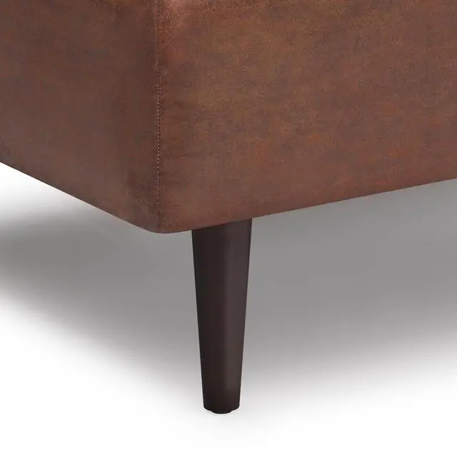 Alt view image 4 of 7 - Shay - Mid Century Small Coffee Table Storage Ottoman - Distressed Saddle Brown