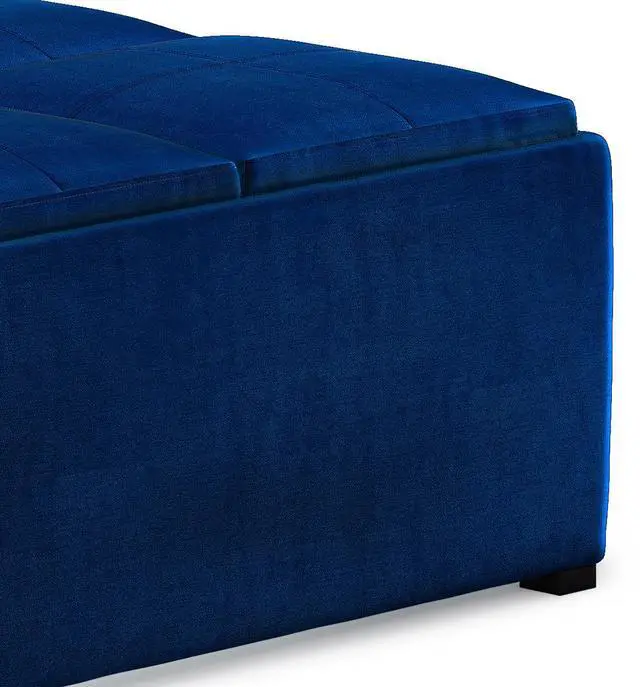 Alt view image 3 of 7 - Avalon - Square Coffee Table Storage Ottoman - Blue