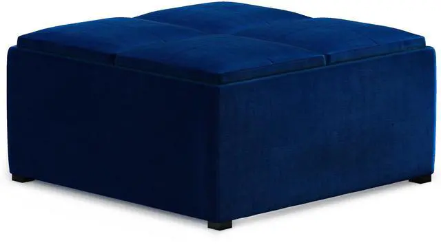 Main image of Avalon - Square Coffee Table Storage Ottoman - Blue