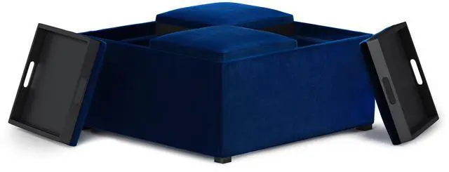 Alt view image 7 of 7 - Avalon - Square Coffee Table Storage Ottoman - Blue
