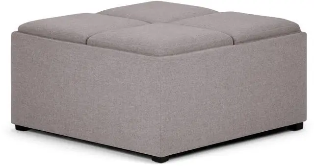Main image of Avalon - Square Coffee Table Storage Ottoman - Cloud Grey