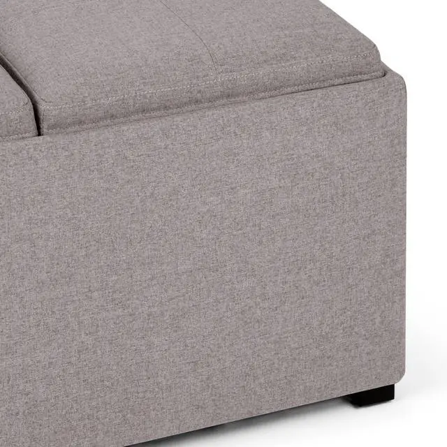 Alt view image 4 of 7 - Avalon - Square Coffee Table Storage Ottoman - Cloud Grey