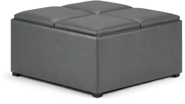 Main image of Avalon - Square Coffee Table Storage Ottoman - Stone Grey