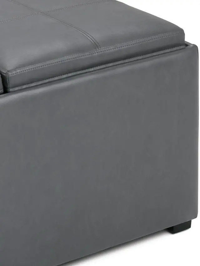 Alt view image 3 of 7 - Avalon - Square Coffee Table Storage Ottoman - Stone Grey