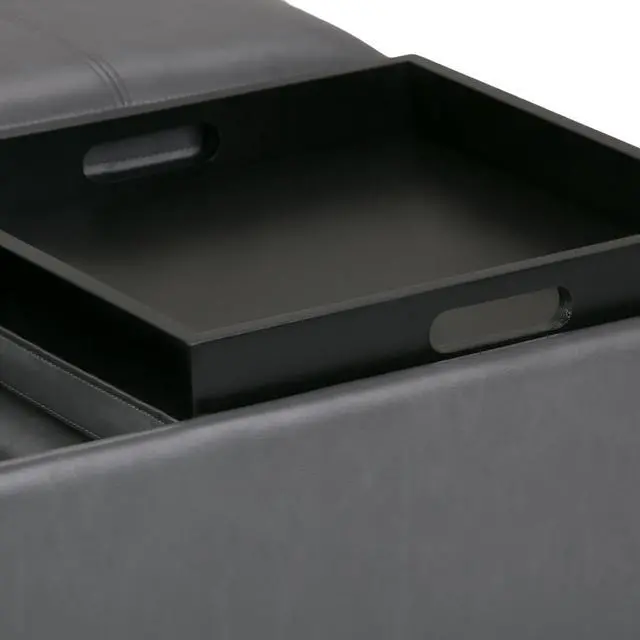 Alt view image 4 of 7 - Avalon - Square Coffee Table Storage Ottoman - Stone Grey