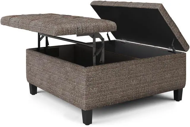 Alt view image 5 of 7 - Harrison - Coffee Table Storage Ottoman - Mink Brown