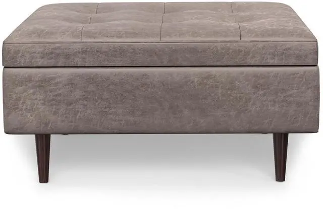 Alt view image 4 of 4 - Shay Mid Century Large Square Coffee Table Storage Ottoman