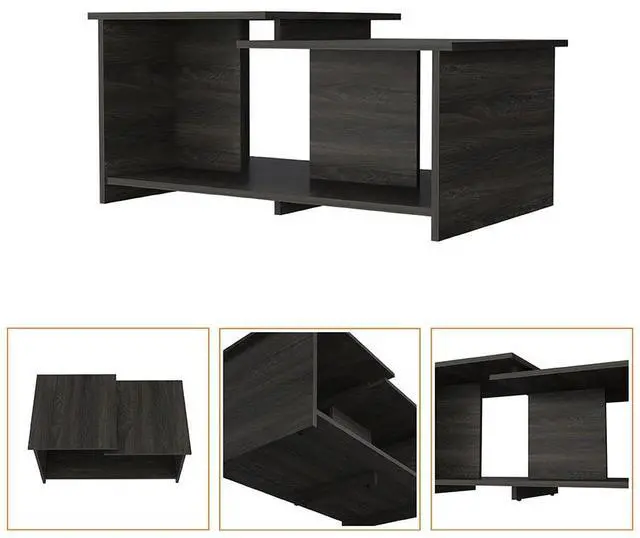 Alt view image 3 of 7 - Waycross Coffee Table, One Large Shelf, Two Table Tops