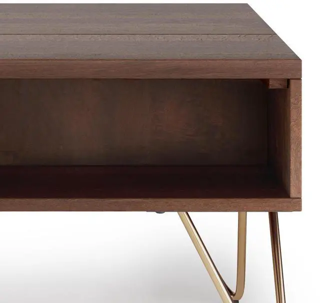 Alt view image 2 of 7 - Hunter - Small Lift Top Coffee Table - Umber Brown / Gold