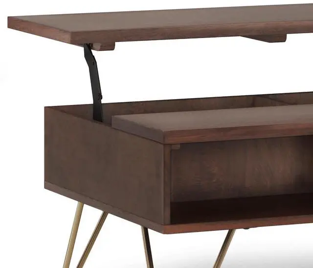 Alt view image 3 of 7 - Hunter - Small Lift Top Coffee Table - Umber Brown / Gold