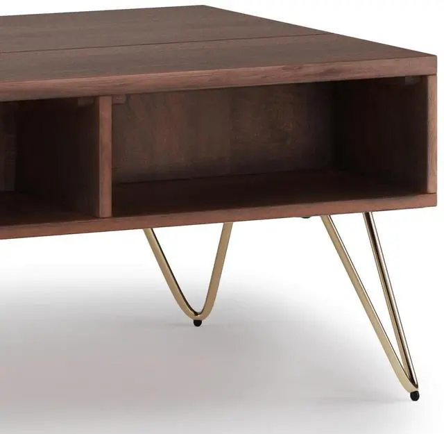 Alt view image 5 of 7 - Hunter - Small Lift Top Coffee Table - Umber Brown / Gold