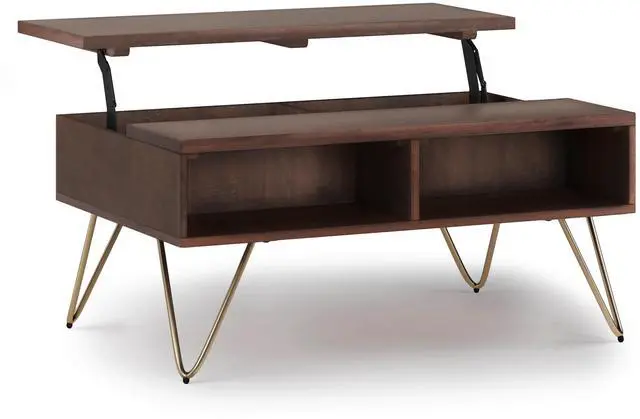 Alt view image 6 of 7 - Hunter - Small Lift Top Coffee Table - Umber Brown / Gold