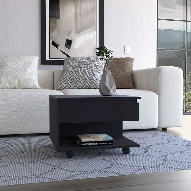 Alt view image 4 of 7 - Lift Top Coffee Table Mercuri, Casters, Black Wengue Finish