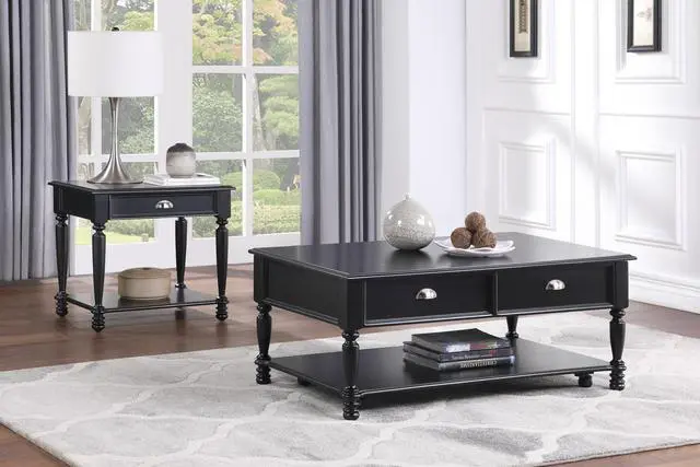 Alt view image 5 of 6 - Classic Design Black Finish End Table with Drawer and Bottom Shelf Wooden Traditional Living Room Furniture 1pc Side Table