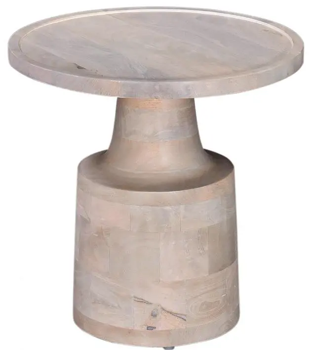 Alt view image 3 of 5 - Contemporary Round Solid Wood End/Side Table, Living Room Sofa Side Table, Oak White Finish, Light Brown
