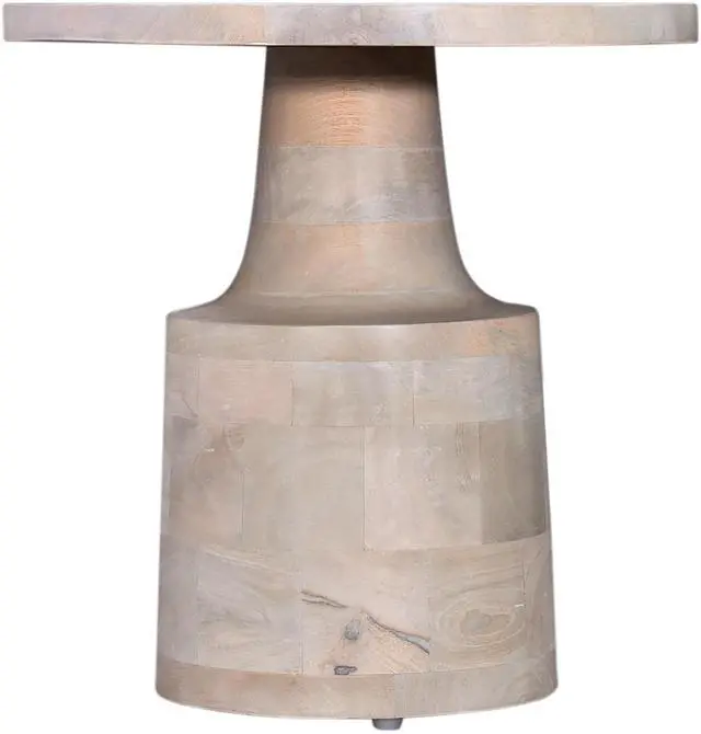 Alt view image 2 of 5 - Contemporary Round Solid Wood End/Side Table, Living Room Sofa Side Table, Oak White Finish, Light Brown