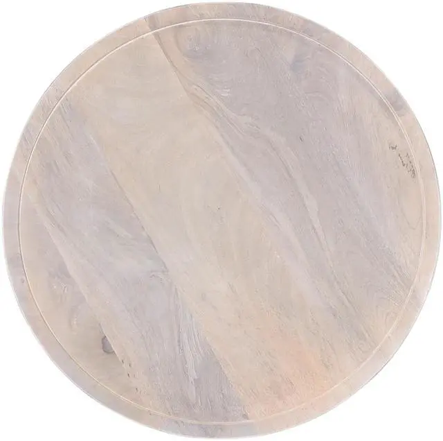 Alt view image 5 of 5 - Contemporary Round Solid Wood End/Side Table, Living Room Sofa Side Table, Oak White Finish, Light Brown