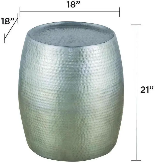 Alt view image 2 of 6 - ET501 Modern Contemporary Aluminum material 21" Height End Table, Side Table with Glossy Hand Hammered Design Antique Silver      same asG150108436  (NJ inventory)