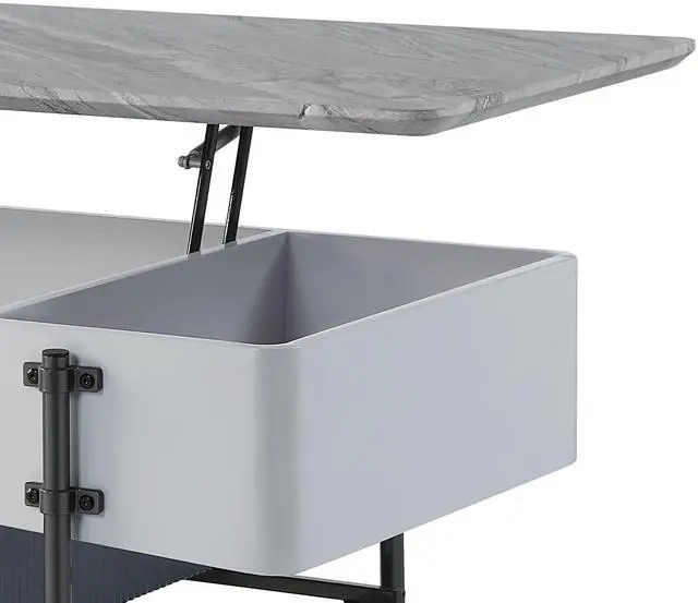 Alt view image 6 of 7 - Wilkins Gray & White High Gloss Finish Coffee Table W/Lift Top