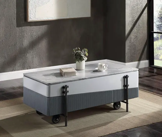 Main image of Wilkins Gray & White High Gloss Finish Coffee Table W/Lift Top