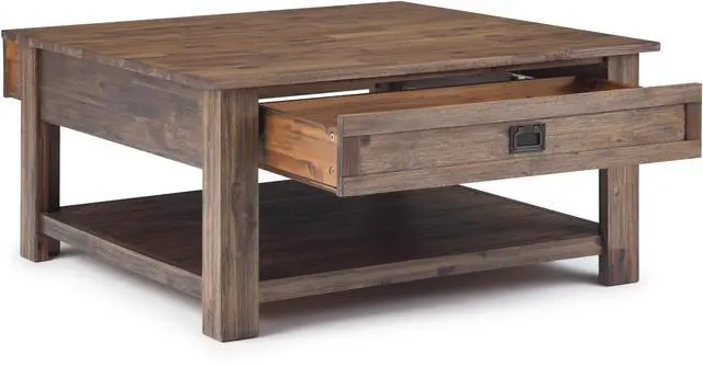 Alt view image 5 of 6 - Monroe - Square Coffee Table - Rustic Natural Aged Brown