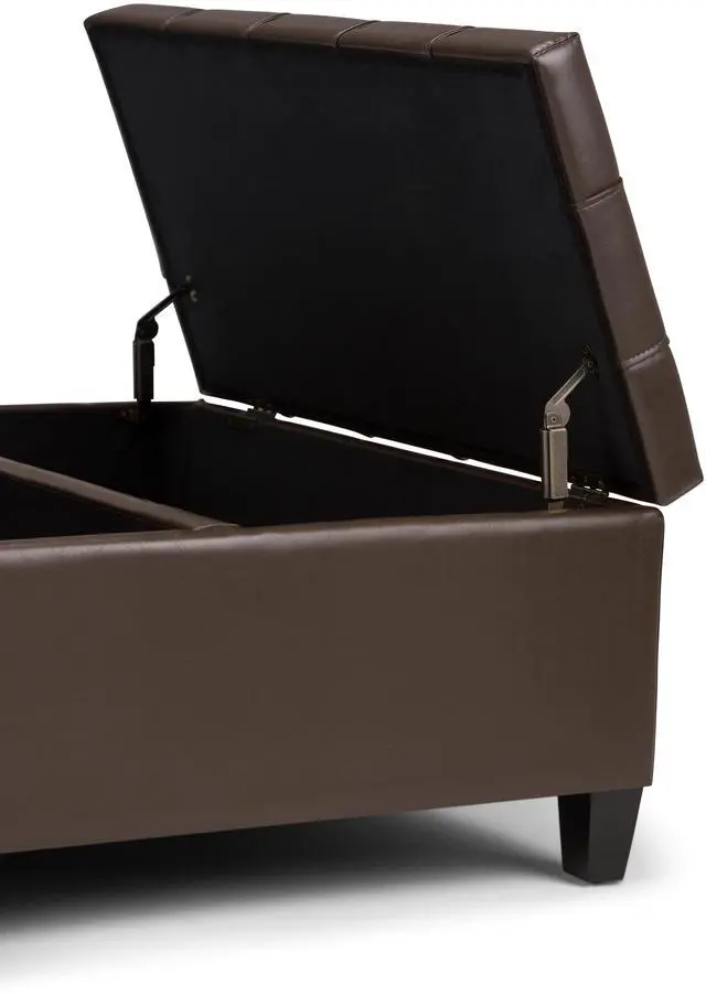Alt view image 3 of 7 - Harrison - Coffee Table Storage Ottoman - Chocolate Brown