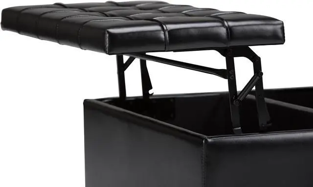 Alt view image 6 of 7 - Harrison - Coffee Table Storage Ottoman - Midnight Black