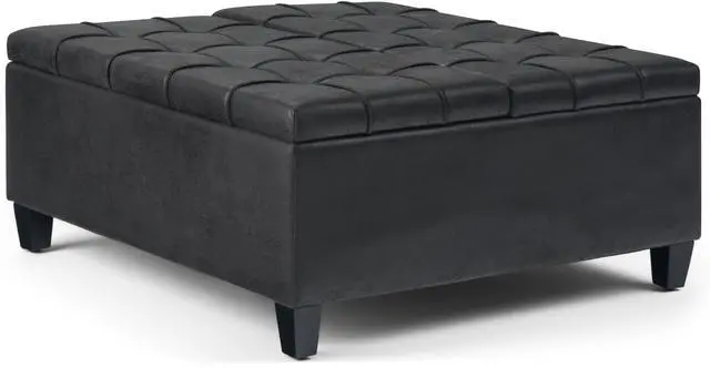 Main image of Harrison - Coffee Table Storage Ottoman - Distressed Black