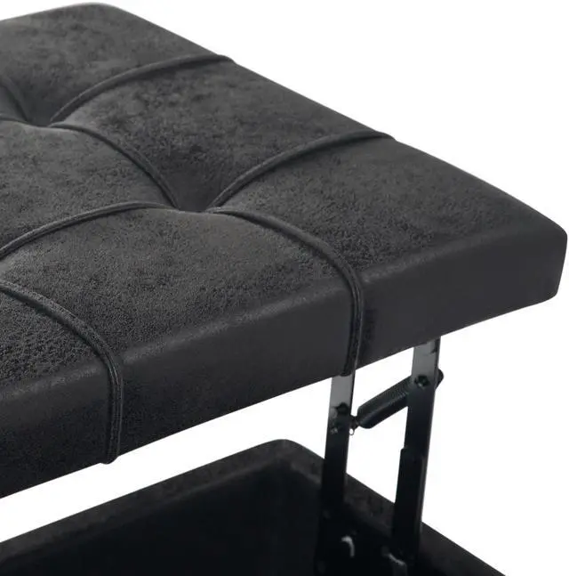 Alt view image 4 of 6 - Harrison - Coffee Table Storage Ottoman - Distressed Black