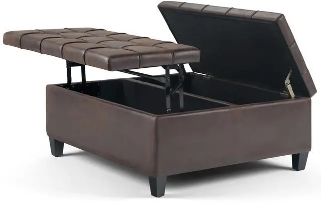 Alt view image 6 of 6 - Harrison - Coffee Table Storage Ottoman - Distressed Brown