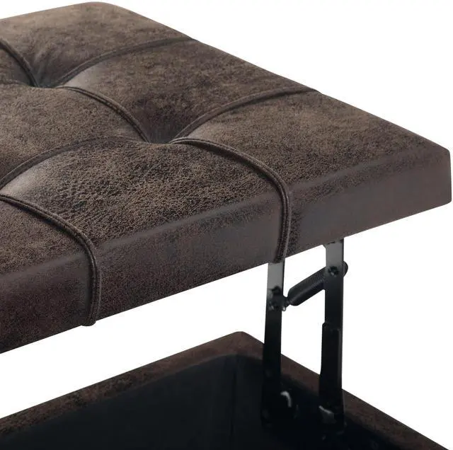 Alt view image 5 of 6 - Harrison - Coffee Table Storage Ottoman - Distressed Brown