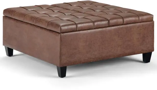 Main image of Harrison - Coffee Table Storage Ottoman - Distressed Umber Brown