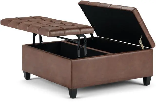 Alt view image 6 of 6 - Harrison - Coffee Table Storage Ottoman - Distressed Umber Brown