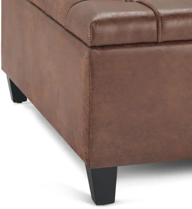 Alt view image 4 of 6 - Harrison - Coffee Table Storage Ottoman - Distressed Umber Brown