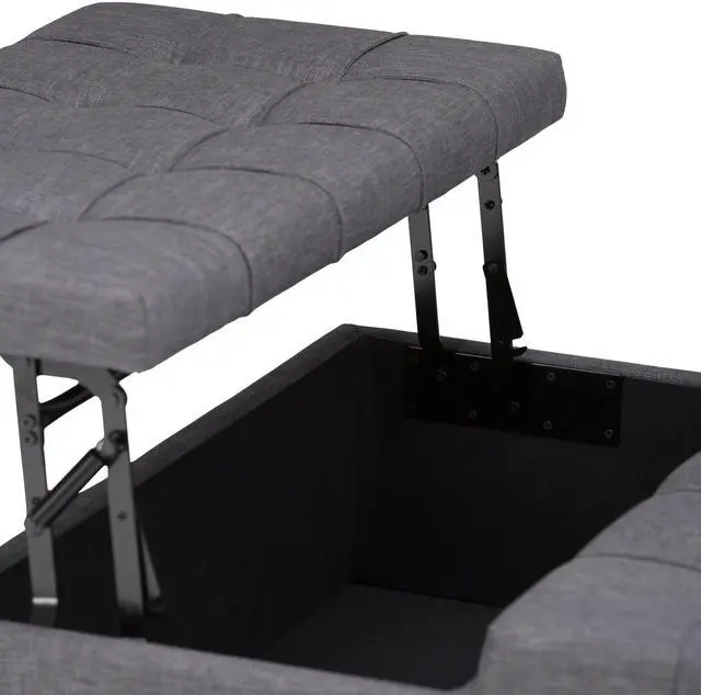 Alt view image 2 of 6 - Harrison - Coffee Table Storage Ottoman - Slate Grey