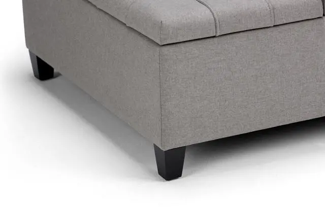 Alt view image 5 of 7 - Harrison - Coffee Table Storage Ottoman - Dove Grey