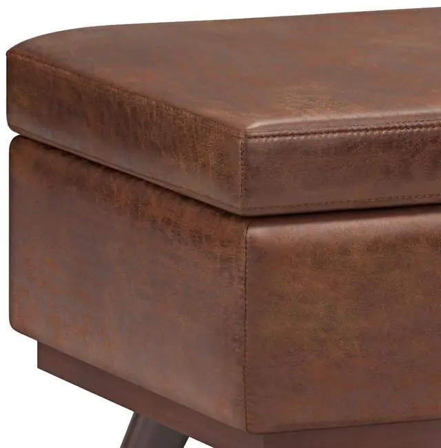 Alt view image 5 of 7 - Owen - Lift Top Large Coffee Table Storage Ottoman - Distressed Saddle Brown
