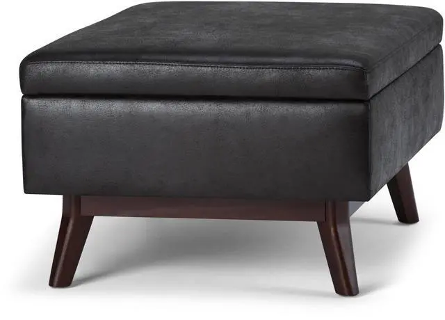 Alt view image 4 of 7 - Owen - Coffee Table Storage Ottoman - Distressed Black