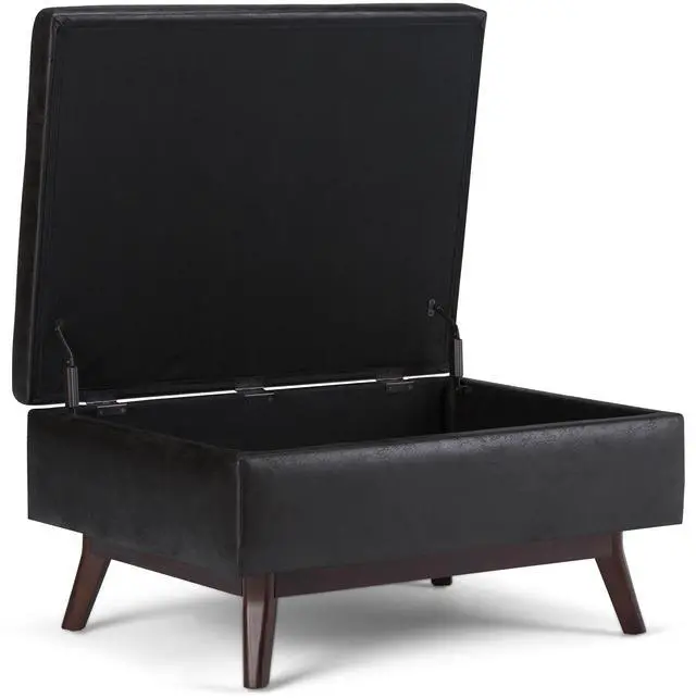 Alt view image 6 of 7 - Owen - Coffee Table Storage Ottoman - Distressed Black
