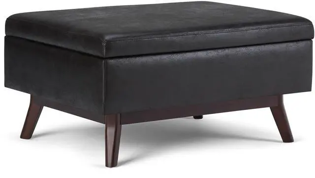 Main image of Owen - Coffee Table Storage Ottoman - Distressed Black