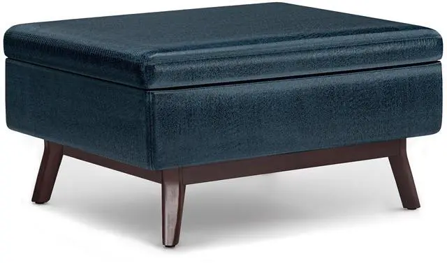 Main image of Owen - Coffee Table Storage Ottoman - Distressed Dark Blue