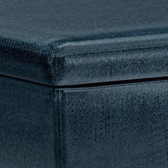 Alt view image 2 of 7 - Owen - Coffee Table Storage Ottoman - Distressed Dark Blue